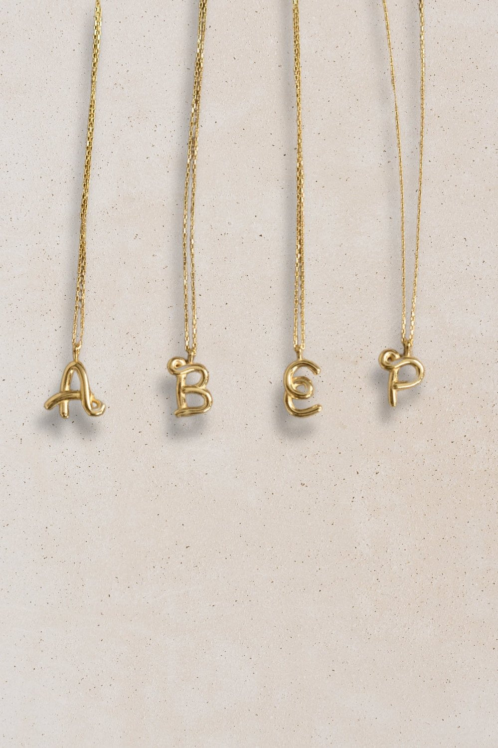 Chunky Letter Necklace with Charm Gold